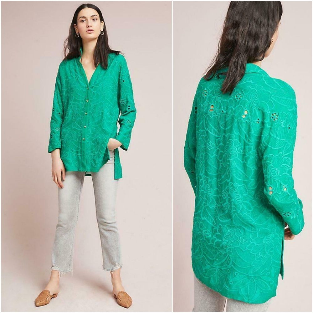 Anthro Akemi + Kin Abacos Eyelet Tunic S